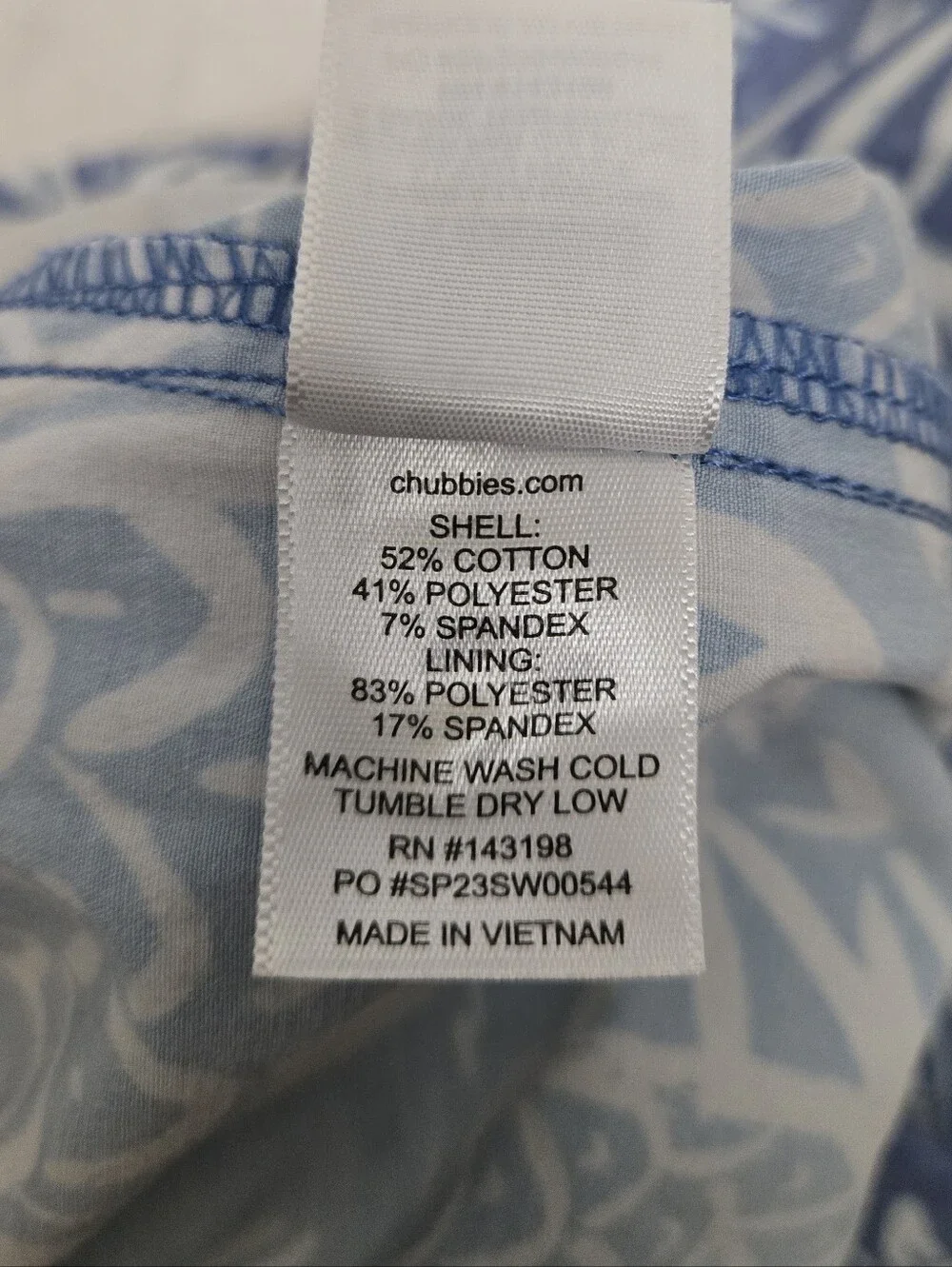 Chubbies Mens Blue Swim Trunks White Pineapple Print